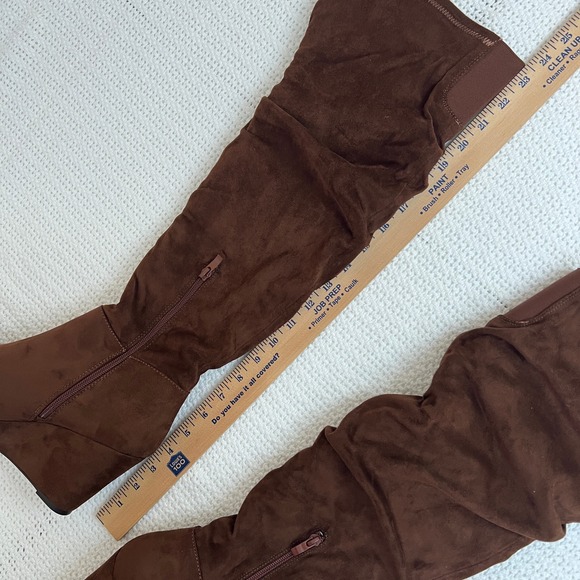 Chinese Laundry Brown Suede Slouch Over The Knee Wedge Boots Gorpcore Size 8.5 - Picture 8 of 11